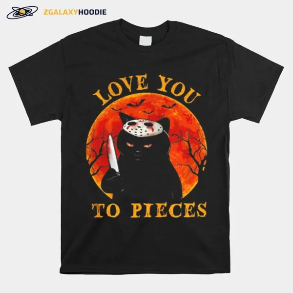 Black Cat With Knife Love You To Pieces Sunset Unisex T-Shirt