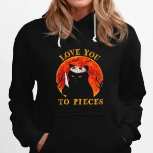 Black Cat With Knife Love You To Pieces Sunset Unisex T-Shirt