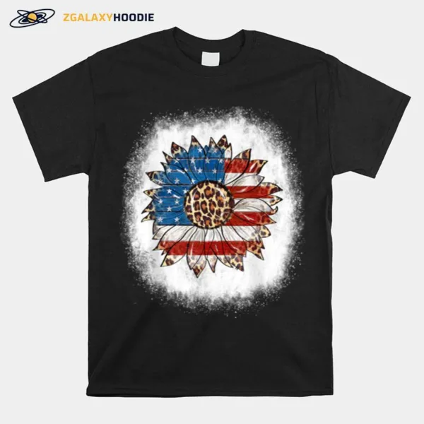 Bleached Sunflower American Flag Patriotic 4Th Of July Women T B09Zp2Nflt Unisex T-Shirt