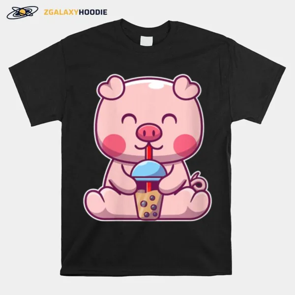 Boba Tea Pig Kawaii Japanese Anime Unisex T-Shirt