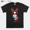 Boston Terrier Xmas Holidays Reindeer Christmas Lights Unisex T-Shirt