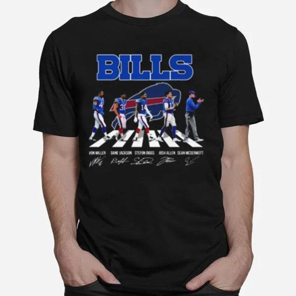 Buffalo Bills Abbey Road Von Miller Dance Jakson Stefon Diggs Signatures Unisex T-Shirt