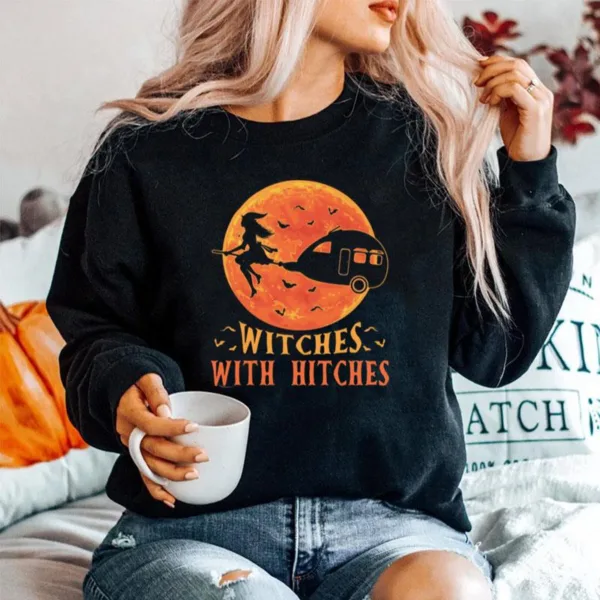 Camping Witches With Hitches Halloween Sunset Unisex T-Shirt