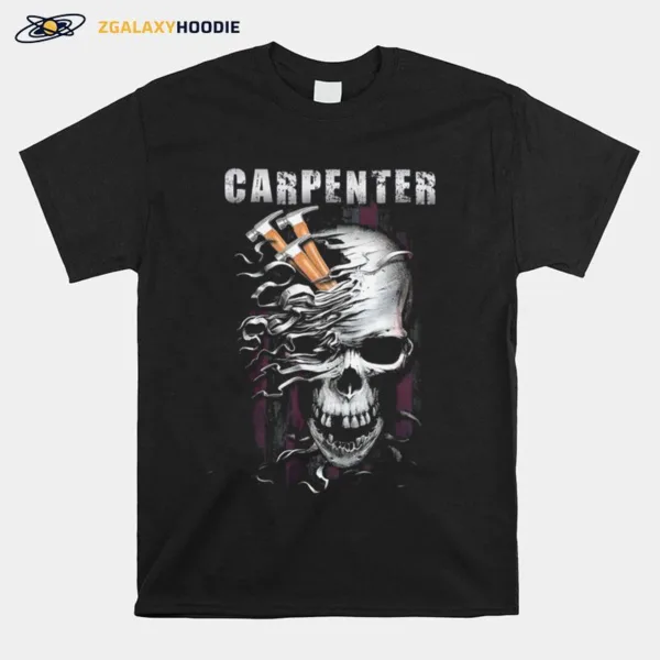 Carpenter Skull With American Flag Unisex T-Shirt