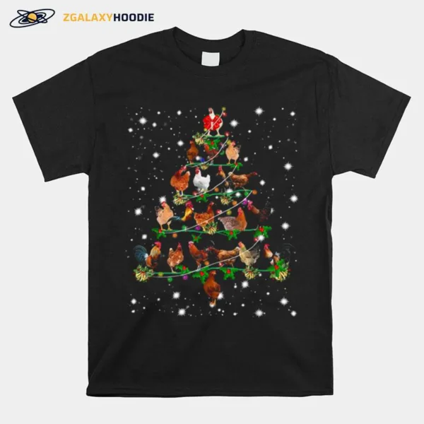 Chickens Light Christmas Tree Unisex T-Shirt