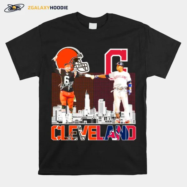 Cleveland Browns Vs Cleveland Indians Signature Unisex T-Shirt