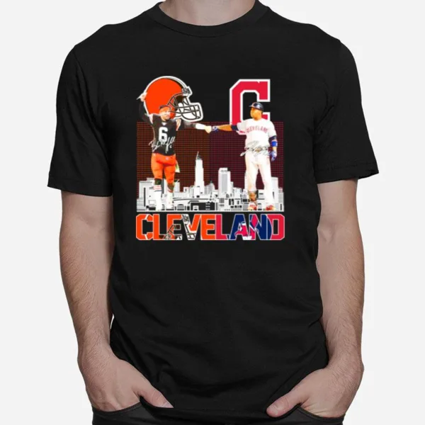 Cleveland Browns Vs Cleveland Indians Signature Unisex T-Shirt