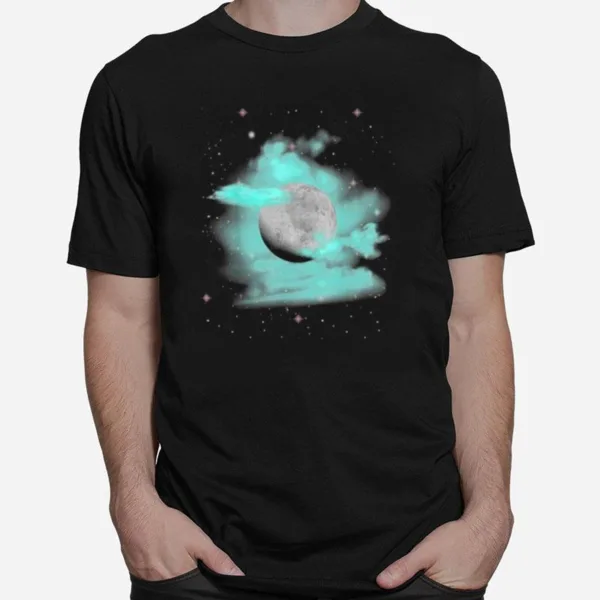 Cool Full Moon With Cloud Star Space Planets Unisex T-Shirt