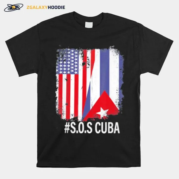 Cuba Half American Cuban Flag Sos Cuba Unisex T-Shirt