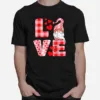 Cute Love Heart Gnome Pink Valentines Day Hearts Lover Plaid Unisex T-Shirt