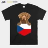 Czech Republic Flag Chesapeake Bay Retriever Dog In Pocket Unisex T-Shirt