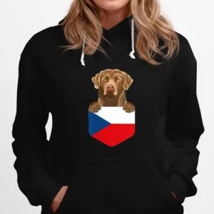 Czech Republic Flag Chesapeake Bay Retriever Dog In Pocket Unisex T-Shirt