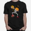 Dabbing Skeleton Pumpkin Football Halloween Boys Girls Men Unisex T-Shirt