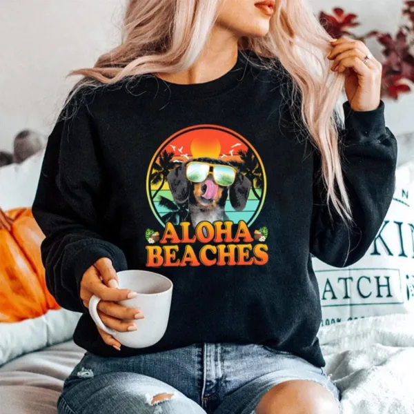 Dachshund Aloha Beaches Sea Vintage Unisex T-Shirt