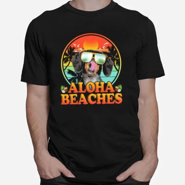 Dachshund Aloha Beaches Sea Vintage Unisex T-Shirt