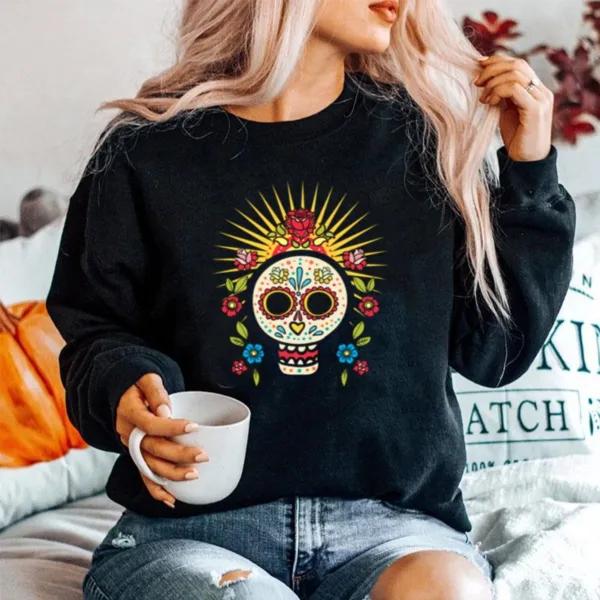 Dia De Los Muertos Day Of The Dead Sugar Skull Flower Unisex T-Shirt