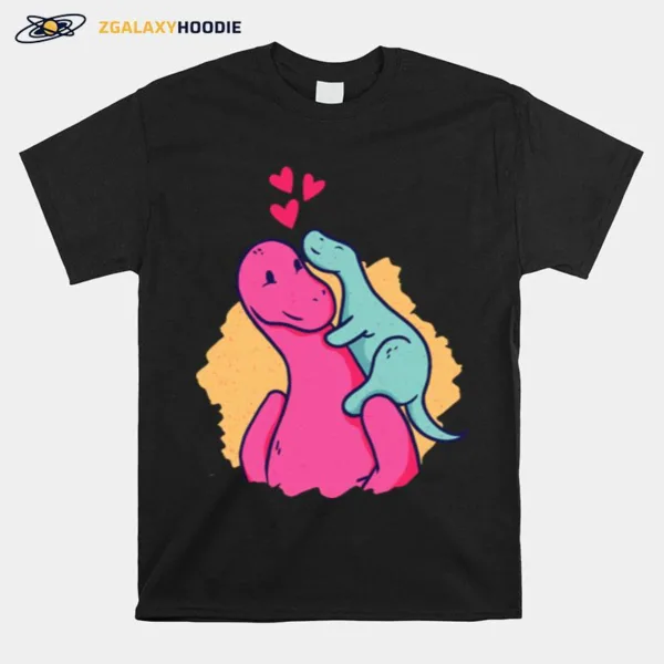 Dinosaur Mom With Baby Dinosaur Pink Mothers Day Unisex T-Shirt