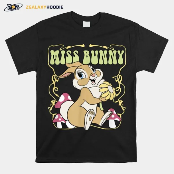 Disney Bambi Miss Bunny Floral Mushrooms Front And Back Unisex T-Shirt