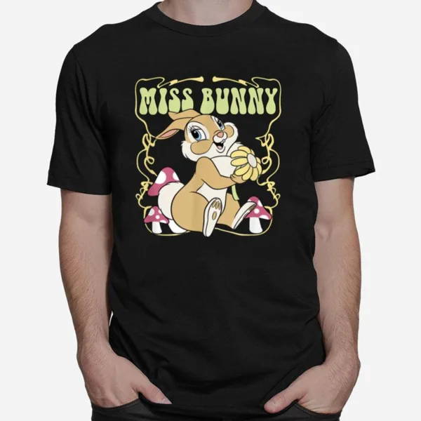 Disney Bambi Miss Bunny Floral Mushrooms Front And Back Unisex T-Shirt