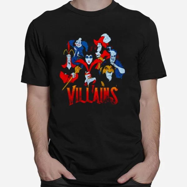 Disney Evil Vintage Character Collage Unisex T-Shirt