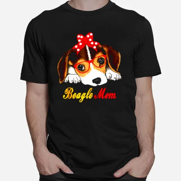 Dog Bow Tie Glasses Cute Beagle Mom Unisex T-Shirt