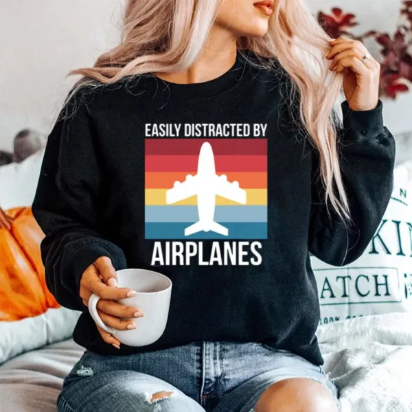 Easily Distracted By Airplanes Vintage Unisex T-Shirt