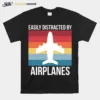 Easily Distracted By Airplanes Vintage Unisex T-Shirt