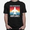 Easily Distracted By Airplanes Vintage Unisex T-Shirt