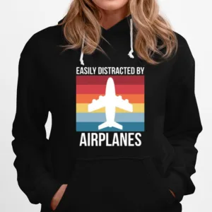 Easily Distracted By Airplanes Vintage Unisex T-Shirt