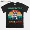 Easily Distracted By Dogs And Guitar Vintage Sunset Unisex T-Shirt