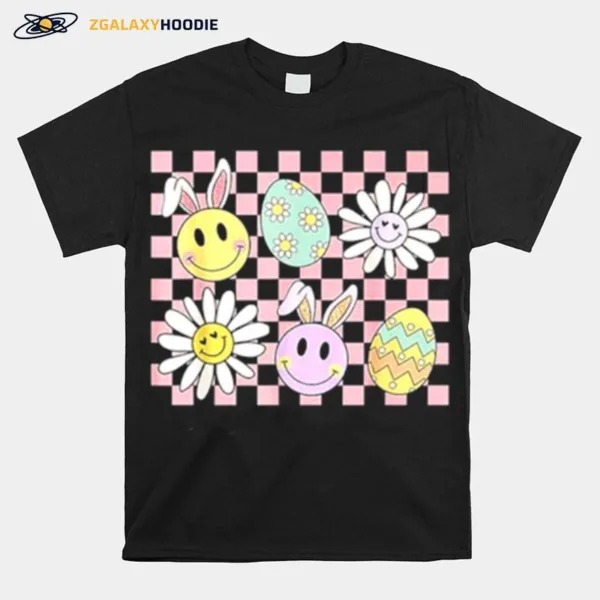 Easter Groovy Bunny Pastel Check Egg Unisex T-Shirt