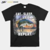 Eat Sleep Fish Repeat Fishing Vintage Unisex T-Shirt