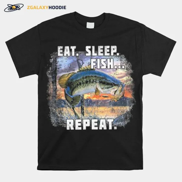 Eat Sleep Fish Repeat Fishing Vintage Unisex T-Shirt