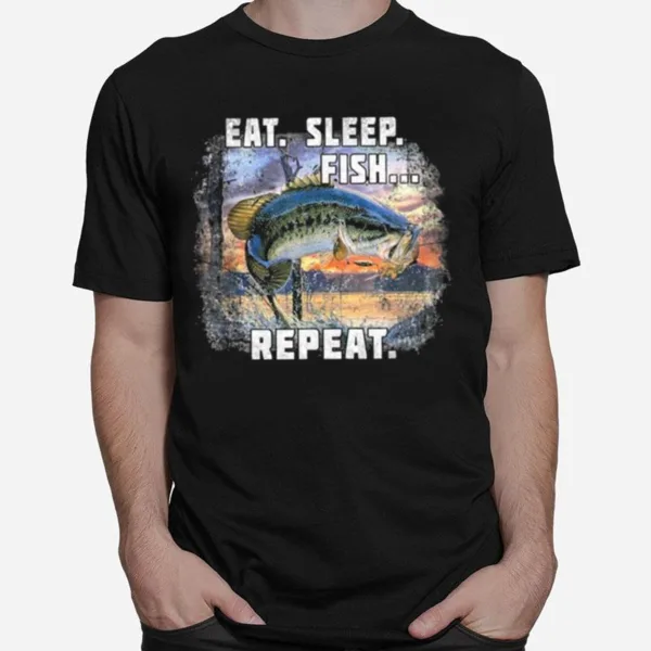 Eat Sleep Fish Repeat Fishing Vintage Unisex T-Shirt