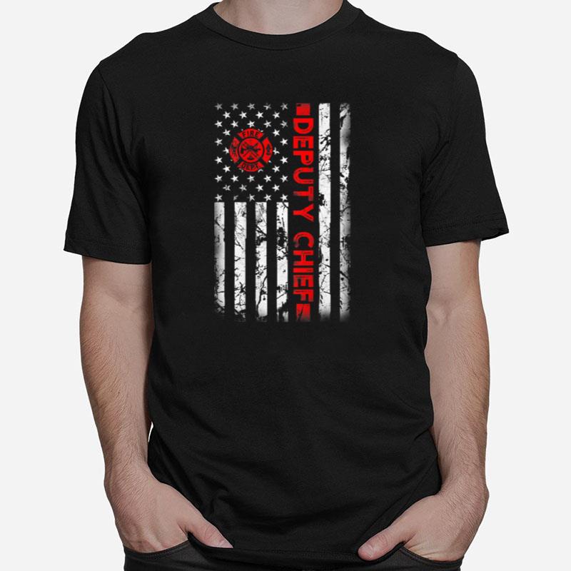 Firefighter Usa Flag Gifts Patriotic Deputy Fire Chief Unisex T-Shirt