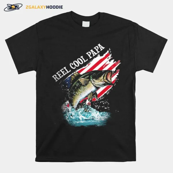 Fishing Reel Cool Papa American Flag Unisex T-Shirt