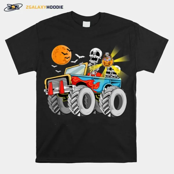 Funny Halloween Skeleton Monster Truck Kids Boys Toddler Unisex T-Shirt