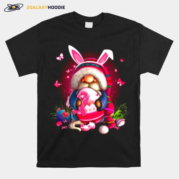 Gnome Hug Breast Cancer And Eggs Happy Easter Day Unisex T-Shirt