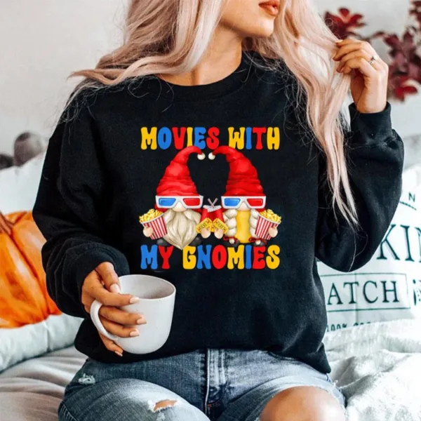 Gnome Mom And Dad With Popcorn Cups Movies With My Gnomies Unisex T-Shirt