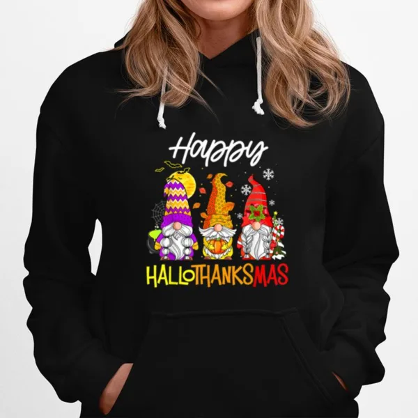 Gnomes Hallothanksmas Halloween Thanksgiving Christmas Unisex T-Shirt