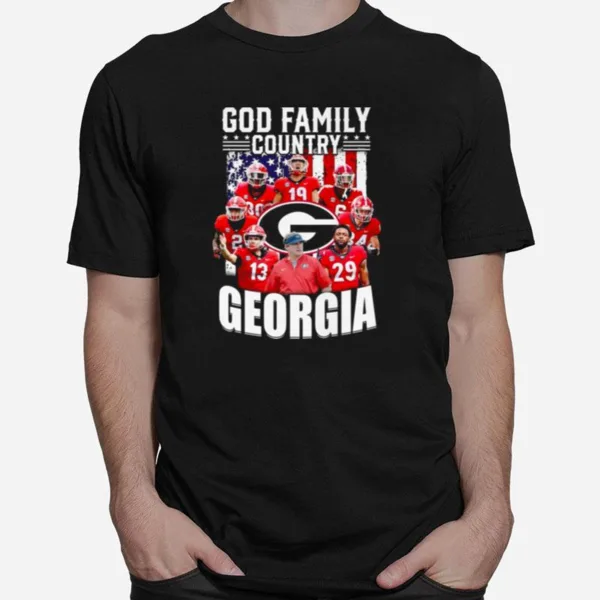 God Family Country Georgia Bulldogs Team American Flag Unisex T-Shirt