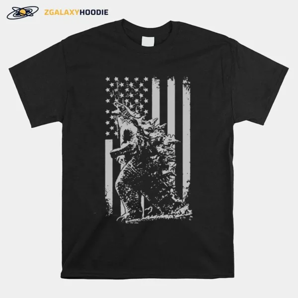 Godzilla And American Flag Unisex T-Shirt