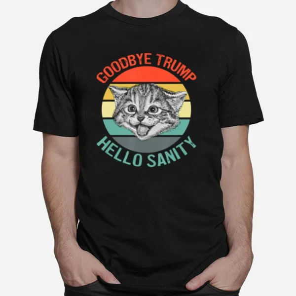 Goodbye Trump Hello Sanity Kitten Vintage Sunset Trump Loses Unisex T-Shirt