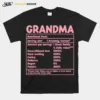 Grandma Nutritional Facts Red Funny Mother Day Unisex T-Shirt