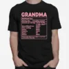 Grandma Nutritional Facts Red Funny Mother Day Unisex T-Shirt