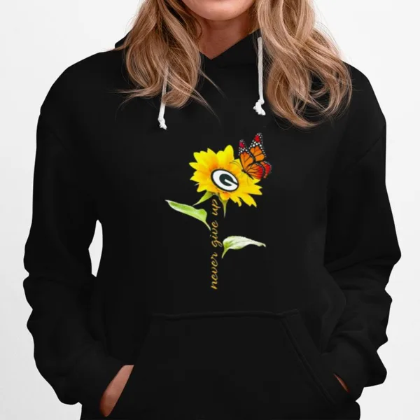 Green Bay Packers Never Give Up Sunflower Butterfly Unisex T-Shirt
