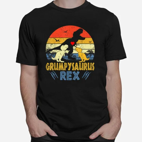 Grumpy Saurus T Rex Dinosaur Grumpy 2 Kids Family Matching Unisex T-Shirt