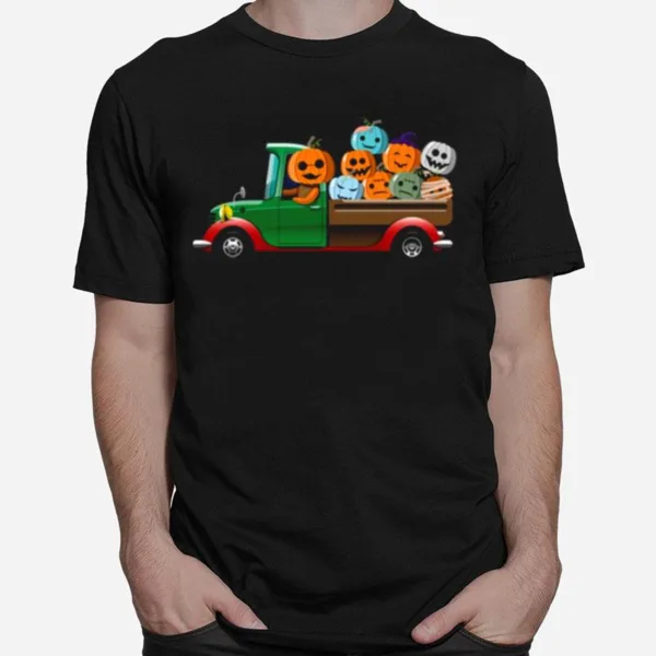 Halloween Truck With Scary Pumpkin Heads Unisex T-Shirt