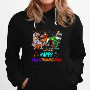 Happy Hallothanksmas T Rex Halloween Christmas Unisex T-Shirt