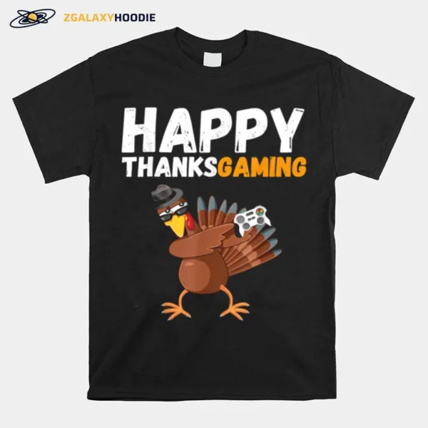 Happy Thanksgiving Video Game Dabbing Turkey Pilgrim Boy Unisex T-Shirt